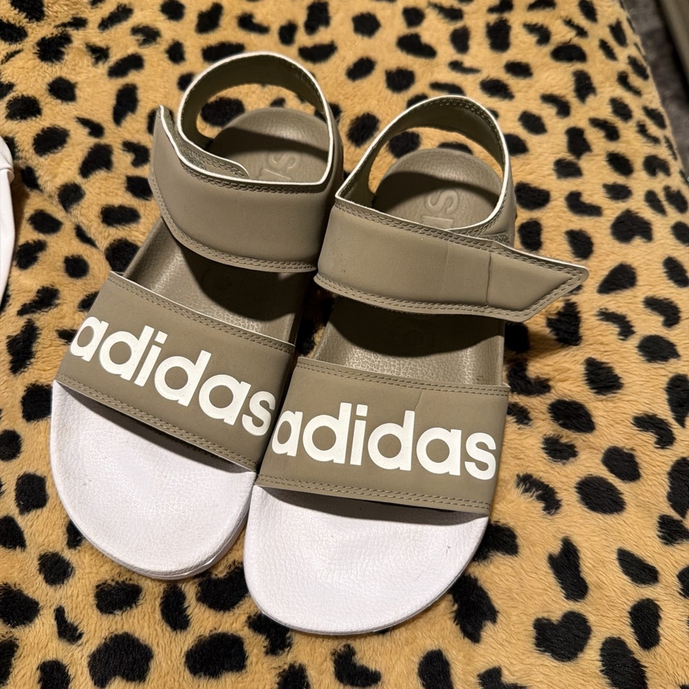 Adidas Kids Olive and White Sandals